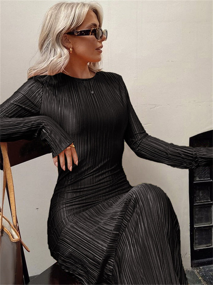 Long Sleeve Striped Bodycon Dress