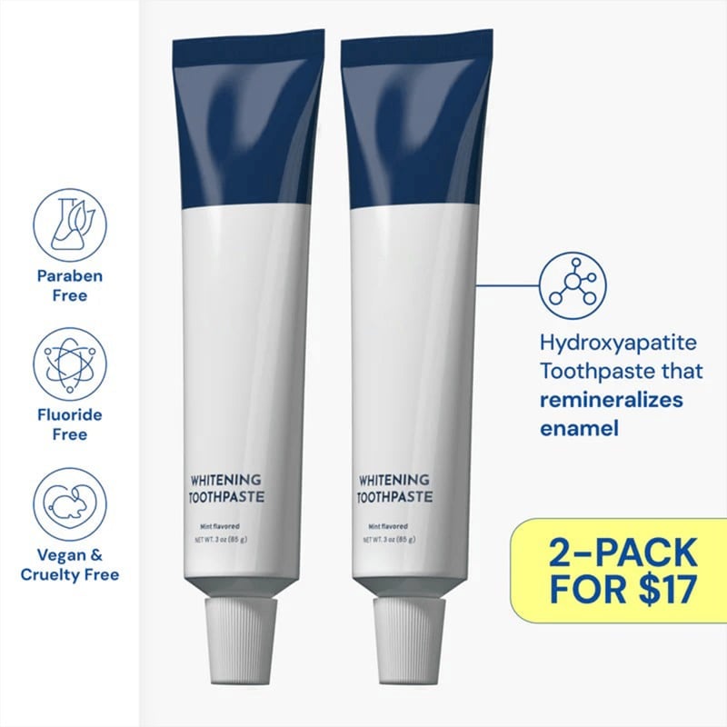 ❄️🦷Fluoride-Free Hydroxyapatite Teeth Whitening Toothpaste with Coconut Oil & Xylitol